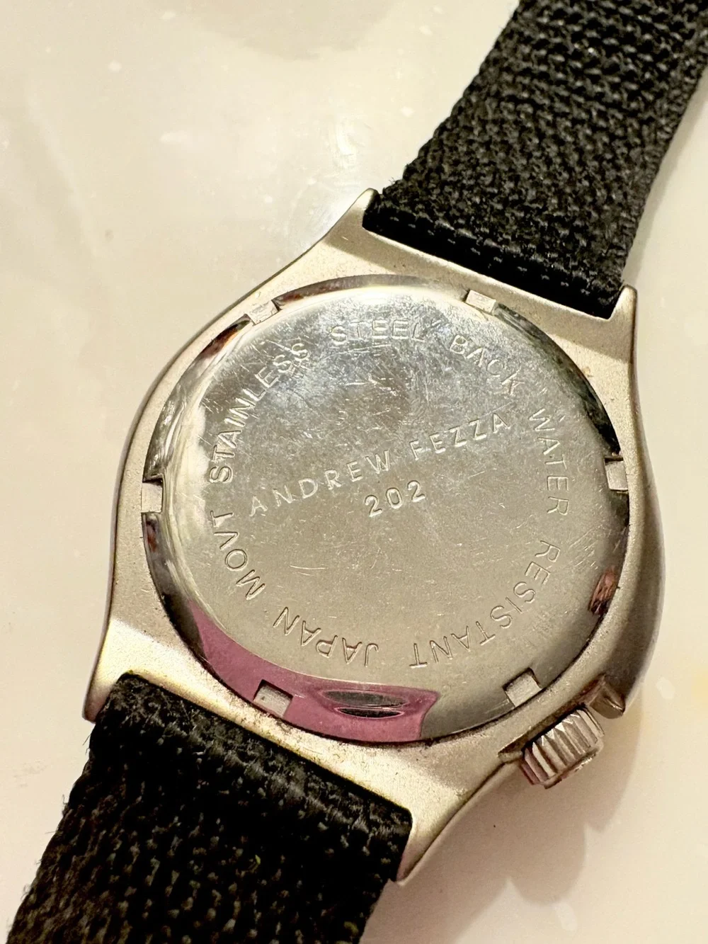 Andrew Fezza Yellow Dial Watch with Black Bezel and Strap Water Resistant Quartz